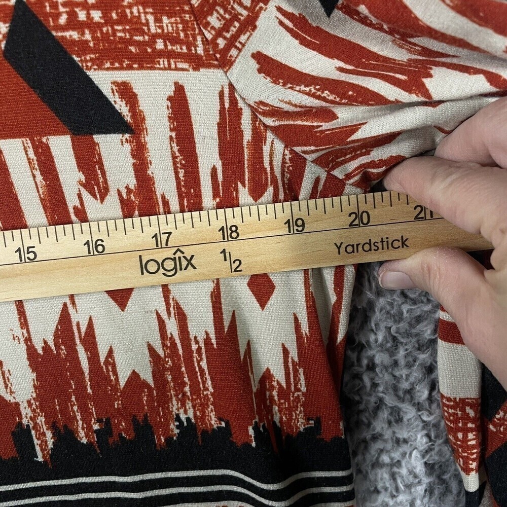 PINK Owl Dress Aztec Orange Beige Black Lined Women’s Large 3/4 Sleeve - Picture 4 of 7